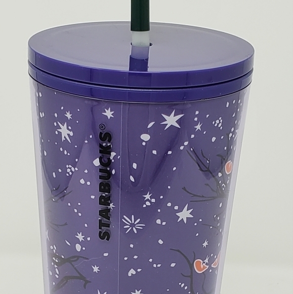 STARBUCKS NWT PURPLE AND BLACK FOREST GLOW IN THE DARK 24 OZ TUMBLER - Picture 4 of 12